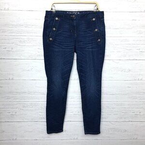 Nautica Women's Skinny Jeans Sailor Button Pockets Stretchy size 30 length 30"